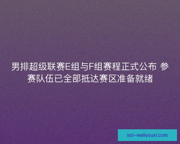 男排超级联赛E组与F组赛程正式公布 参赛队伍已全部抵达赛区准备就绪